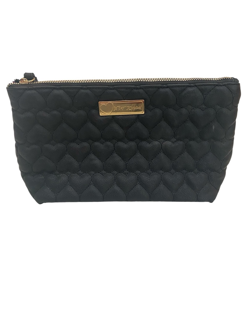 BETSEY JOHNSON LARGE BLACK HEART POUCH